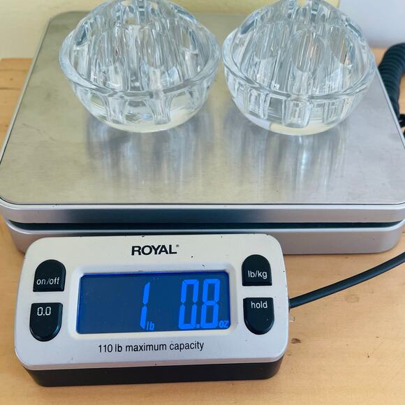 2 Vintage Flower Frogs Clear Glass Taiwan P.W.F Candle Frog Decor - Picture 10 of 10